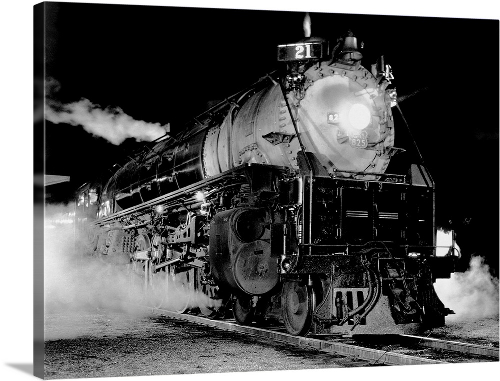 An 800-class steam locomotive belonging to the Union Pacific Railroad.