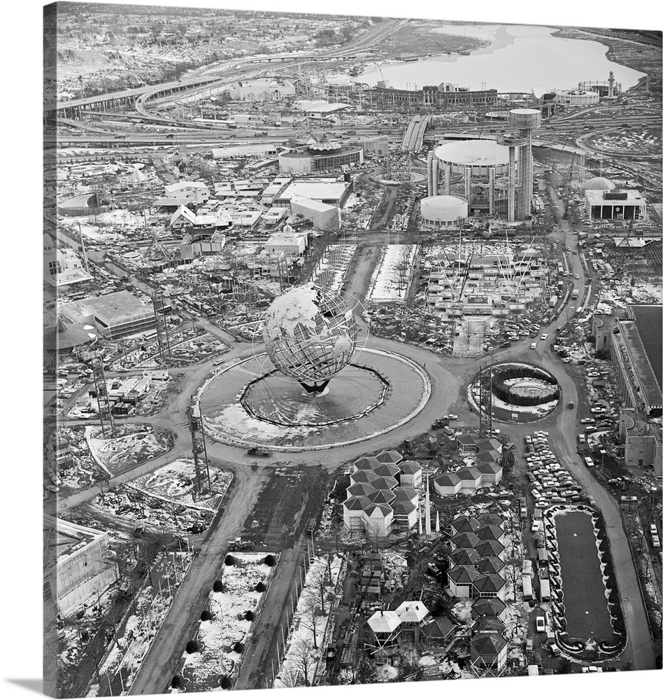 Aerial view of the Unisphere at New York World's fair, 1964.
