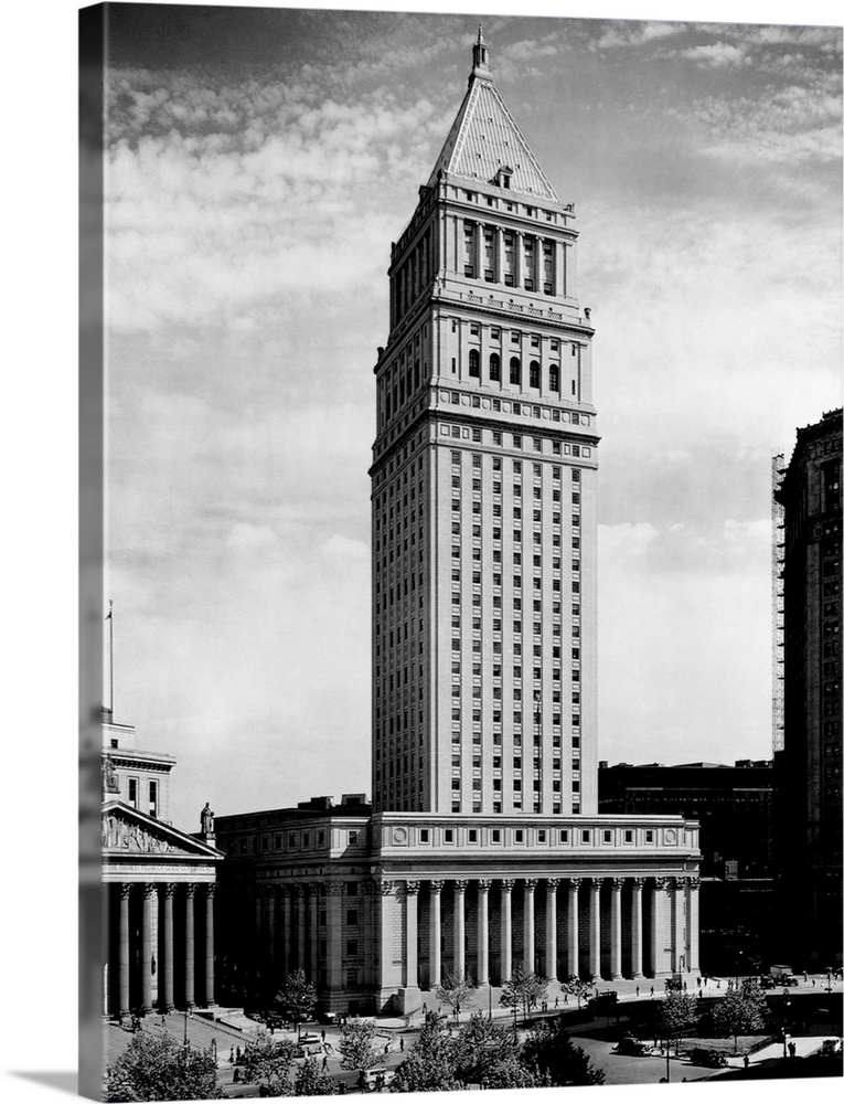 The tower of the United States Courthouse rises over Foley Park and the New York County Courthouse to the north. ca. 1936,...