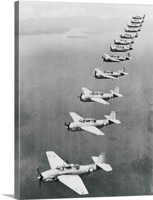 US War Planes Flying in Formation, World War II