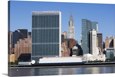 USA, New York City, Skyline against blue sky