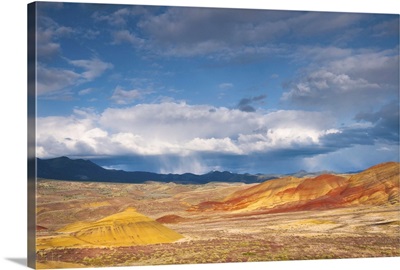 USA, Oregon, Mitchell, Painted Hills with storm clouds