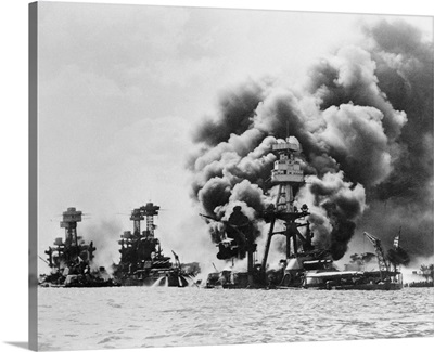 USS Arizona And Other Ships Under Attack At Pearl Harbor