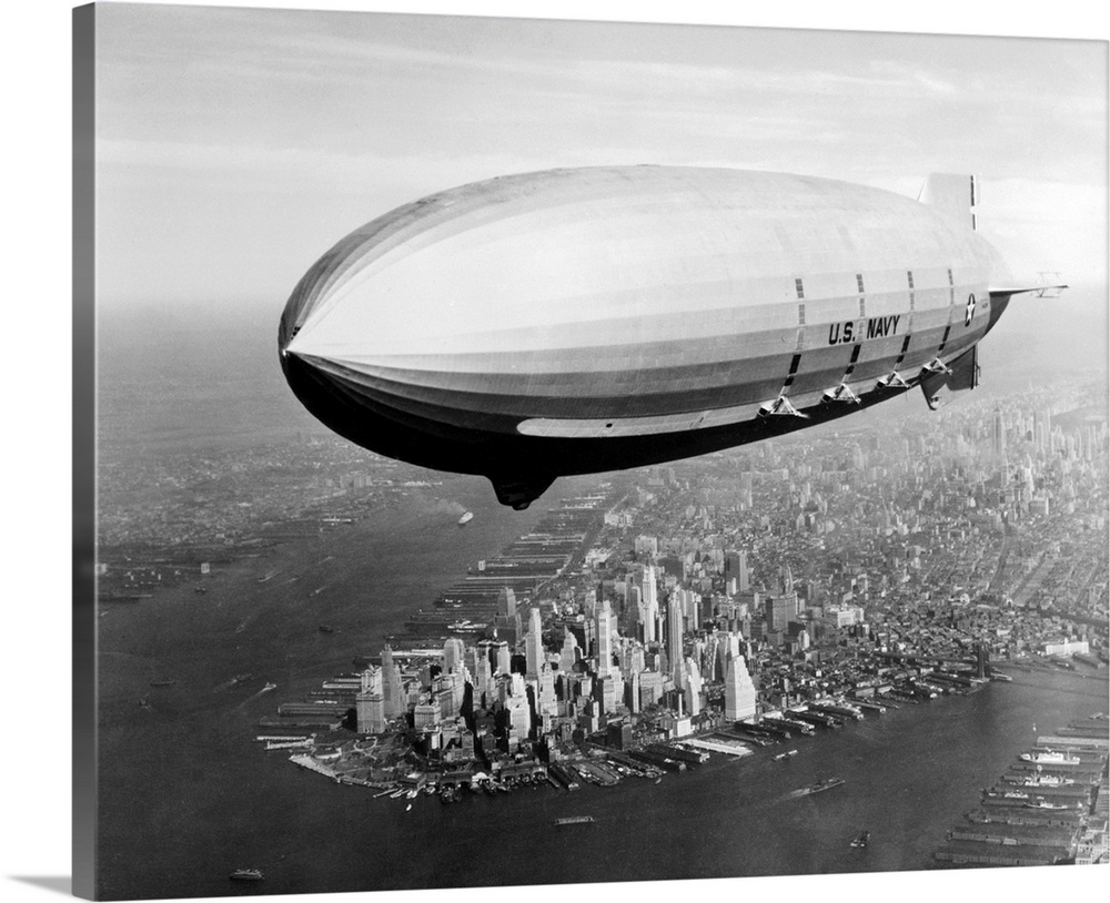 USS Macon in Flight Over Lower New York City