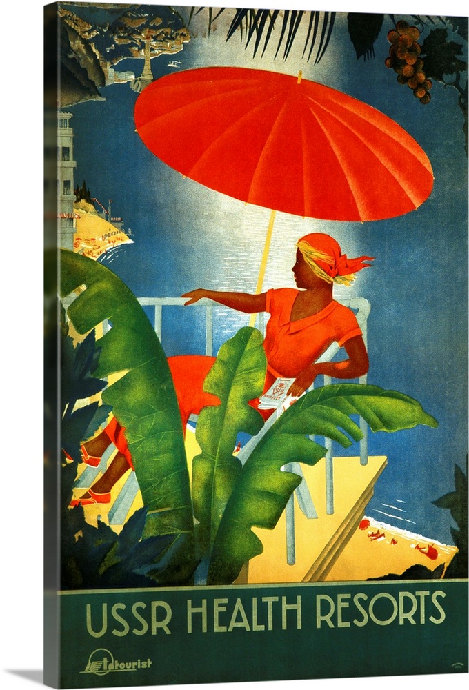 ca. 1930-1939 --- USSR Health Resorts Intourist Travel Poster --- Image by .. K.J. Historical/CORBIS