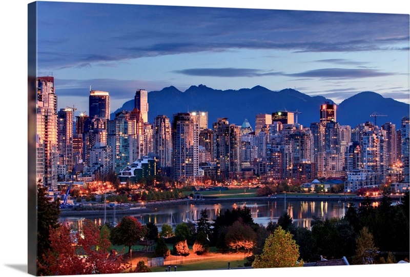 Vancouver Skyline In Front Of North Shore Mountains | Great Big Canvas