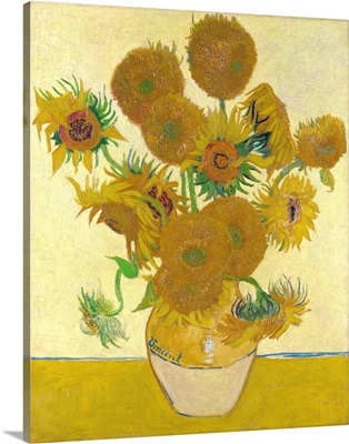 Vase With Fifteen Sunflowers