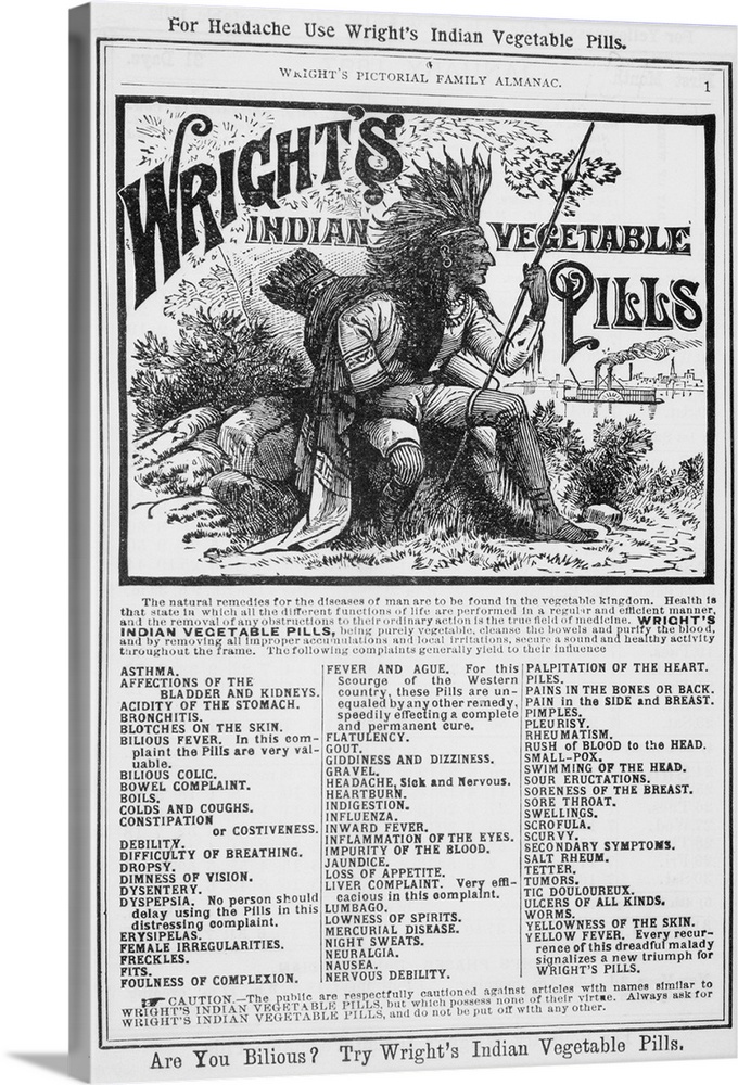 Advertisement for Wright's Indian Vegetable Pills.