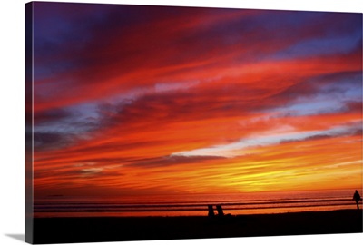 Very colorful sunset at Silver Strand State Beach