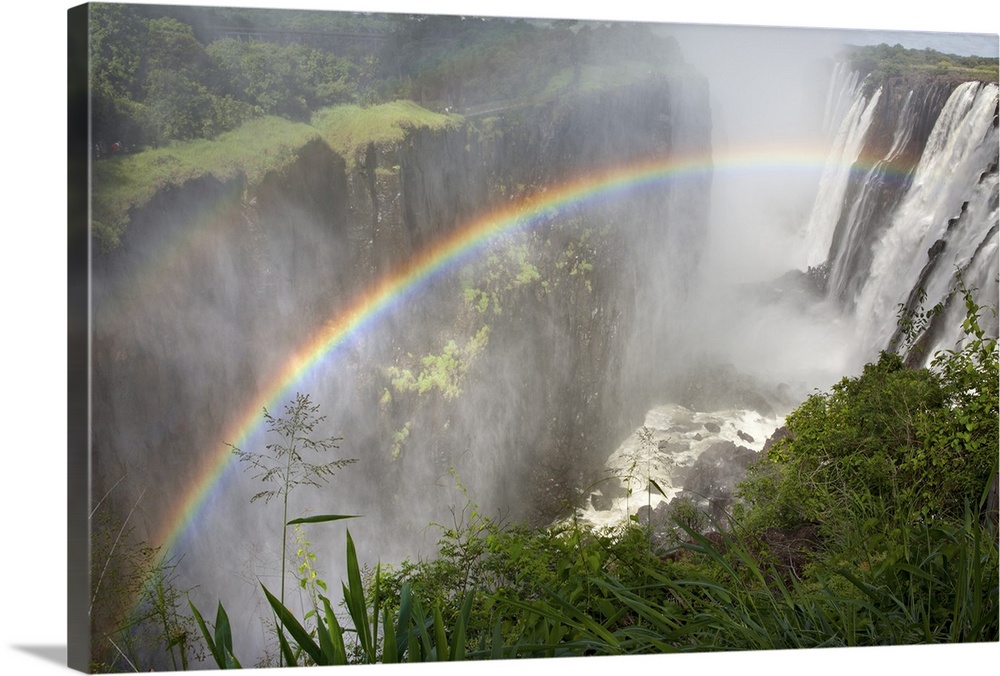 Zambia side of Victoria Falls, (Mosi-oa-Tunya). Victoria Falls is a waterfall of 355ft (109m) on the Zambezi River on the ...