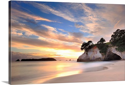 View of Cathedral Cove at sunrise.