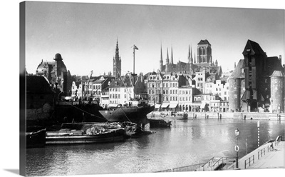 View Of Danzig, Poland From River, 1939