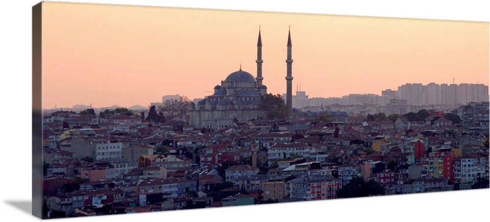 View of Istanbul cityscape at sunset.