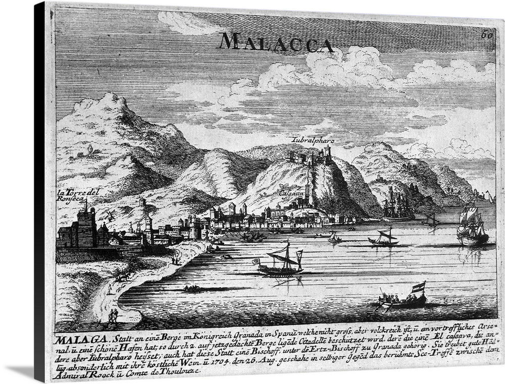 View Of Malaga By Bodenehr, 1740