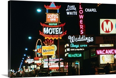 View of Neon Signs on Las Vegas Street