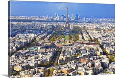 View of Paris with Eiffel Tower and La Defence