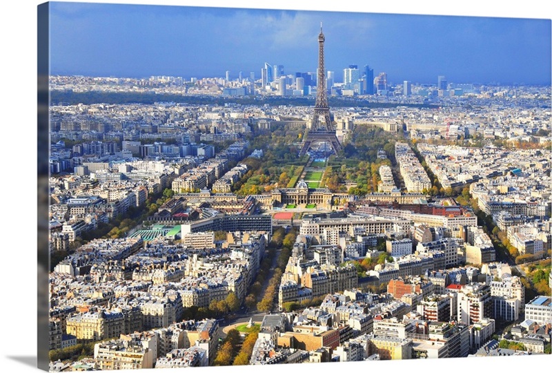 View of Paris with Eiffel Tower and La Defence Wall Art, Canvas Prints ...