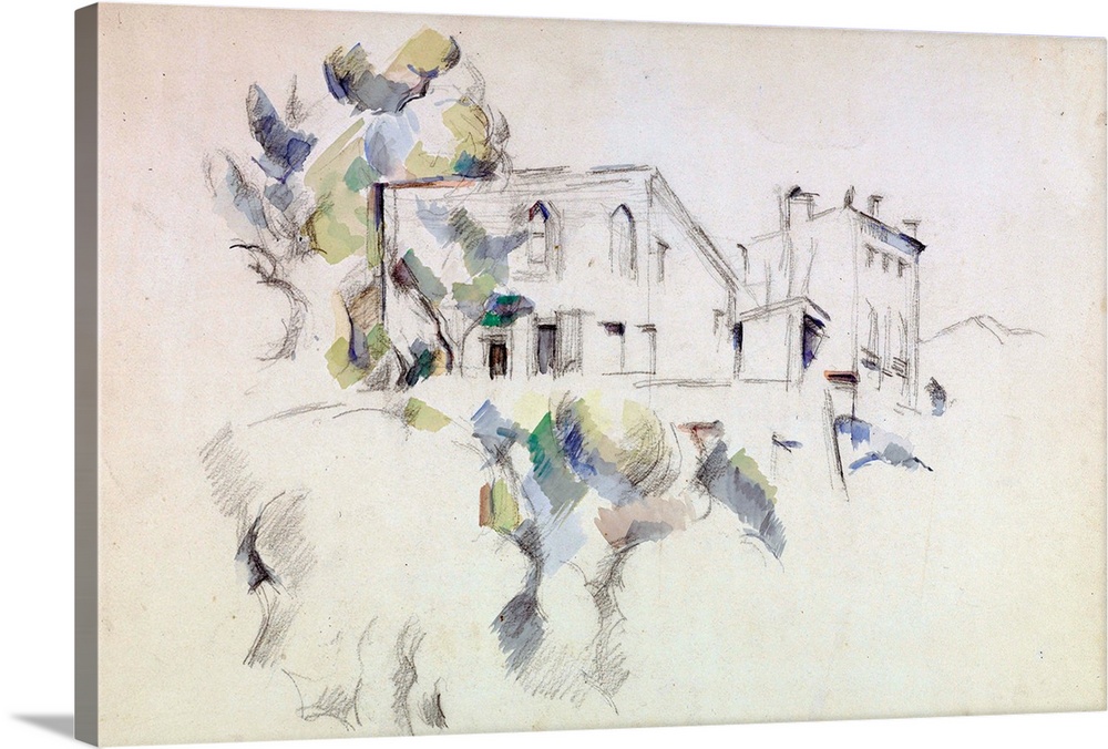 Paul Cezanne (French, 1839-1906), View of the Chateau Noir, c. 1887-90, pencil and watercolor on paper, 48.5 x 31.5 cm (19...