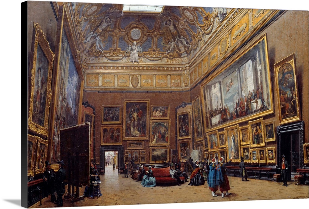 View of the Grand Salon Carre in the Louvre Painting by Giuseppe Castiglione (1829-1906) 1861. 0,69 x 1,03 m. Louvre Museu...