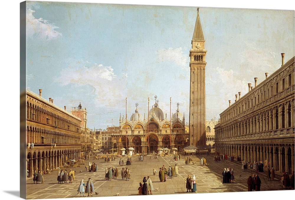 View of the Piazza San Marco in Venice. Painting by Antonio Canal better known as Canaletto (1697-1768), ca. 1740, 76 x 45...