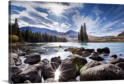 View over Kanas river at China, Xinjiang, China