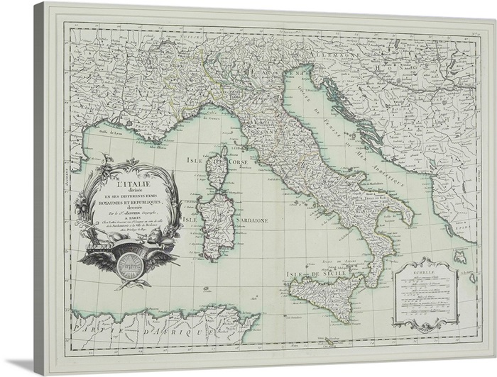 Vintage Map Of Italy Wall Art Canvas Prints Framed Prints Wall Peels Great Big Canvas