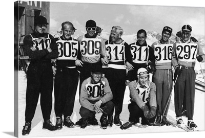 Vintage portrait of skiers