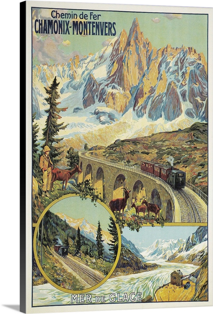 Vintage Travel Poster for Chamonix, France