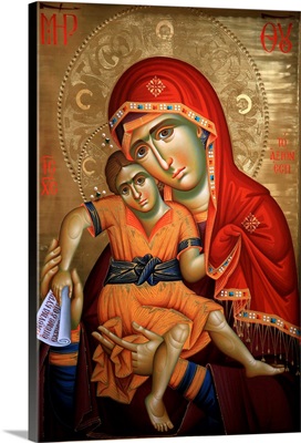 Virgin And Child Icon At Aghiou Pavlou Monastery On Mount Athos
