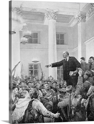 Vladimir Lenin Addressing Crowd