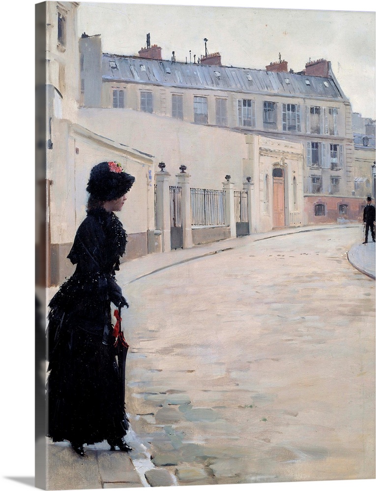 Waiting, rue de Chateaubriand in Paris. Painting by Jean Beraud (1849-1935), 19th century. 0,56 x 0,39 m . Orsay Museum, P...