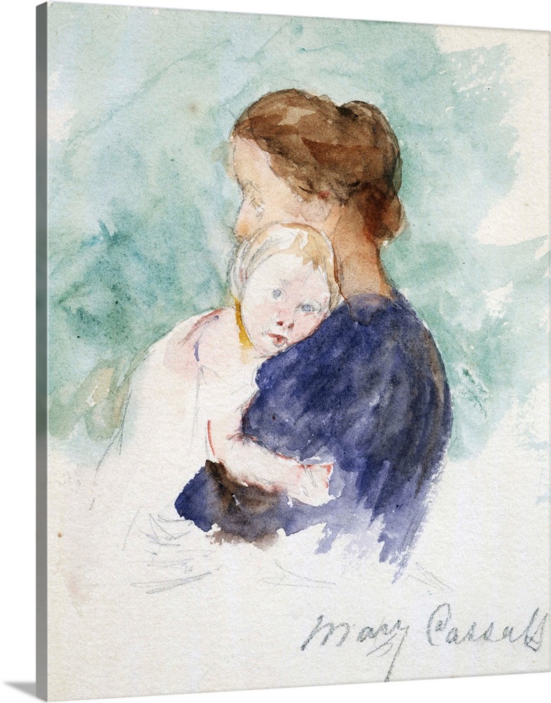 Watercolor Of Mother And Child