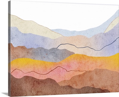 Watercolor Wavy Mountain Silhouette