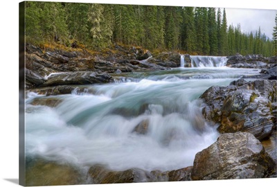 Waterfall In Sheep River In The Canadian Rocky Mountains