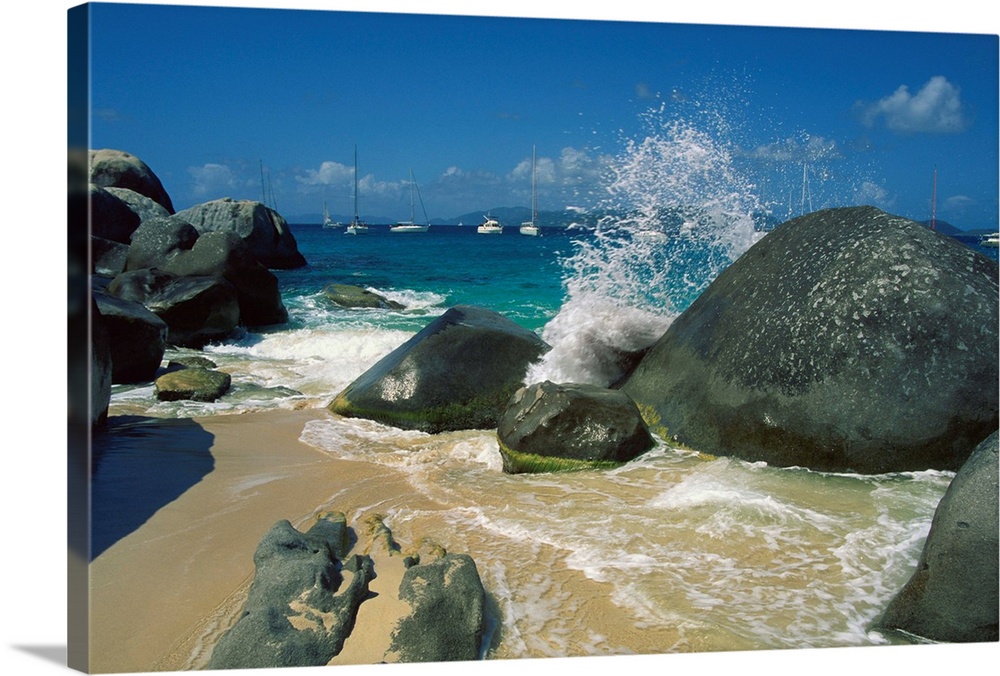 Waves crashing on rocks