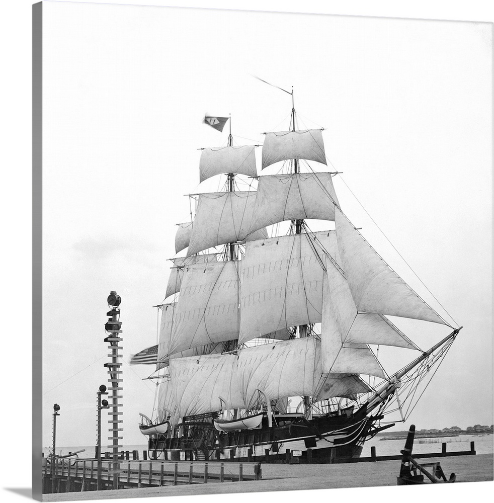 The Charles W. Morgan whaling ship at a dock on the estate of Colonel E.H. Green.