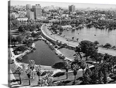 Wilshire Blvd. at MacArthur Park, Los Angeles, 1953