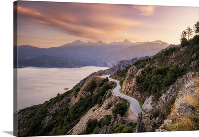 Winding Coast Road In Corsica