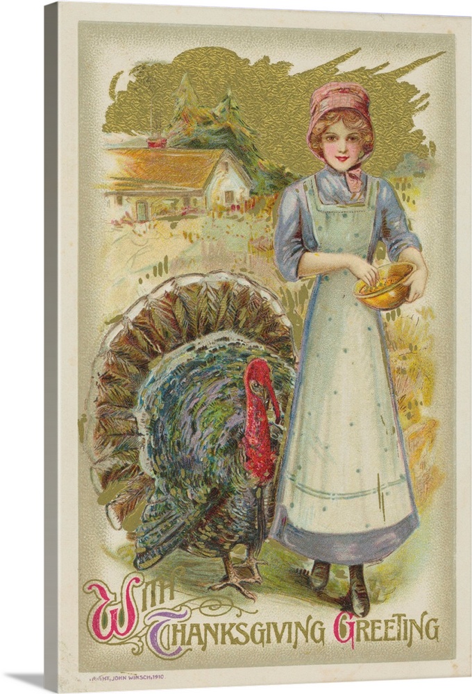 With Thanksgiving Greeting Postcard