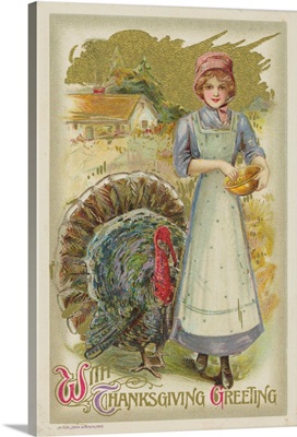 With Thanksgiving Greeting Postcard