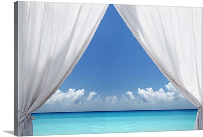 Withe curtains opening over a blue sea, Florida