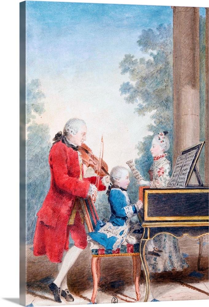 Carmontelle (French, 1717-1806), Wolfgang Amadeus Mozart in Paris as a child, playing piano while his father Jean-Georg-Le...