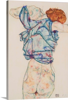 Woman Undressing By Egon Schiele