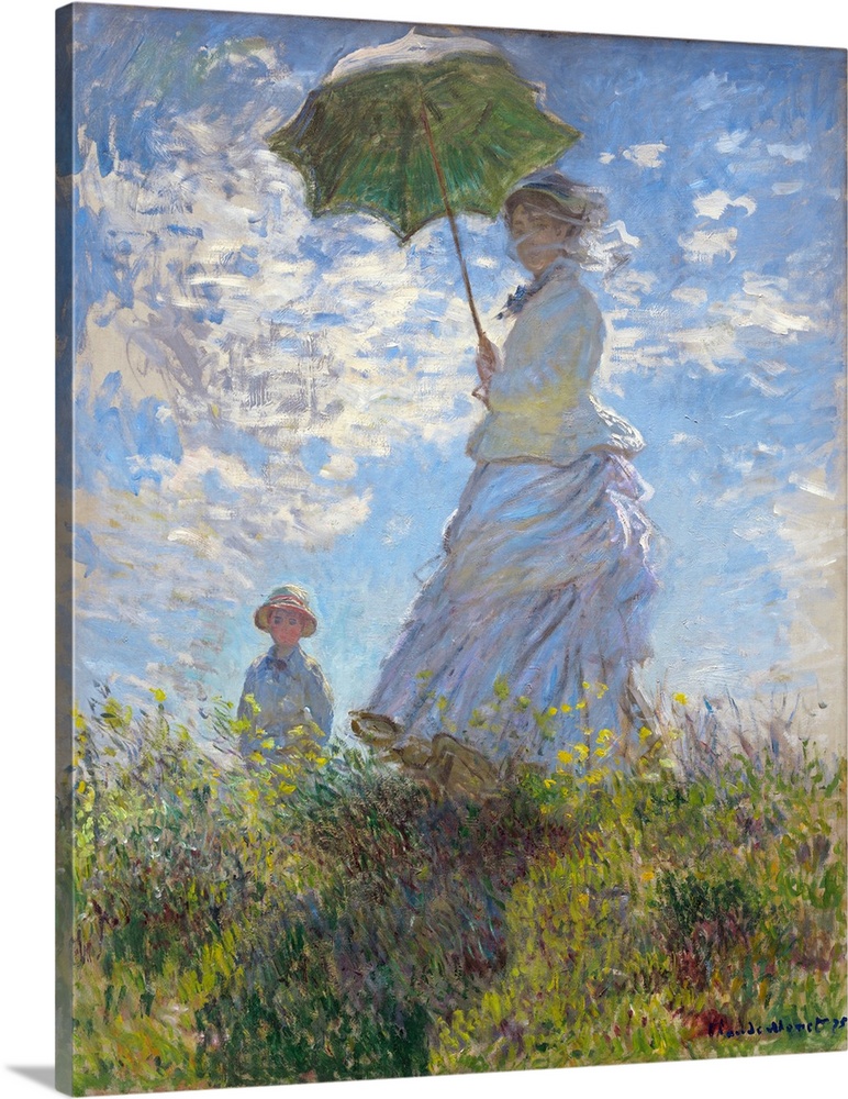 Claude Monet (French, 1840 - 1926), Woman with a Parasol - Madame Monet and Her Son, 1875. Originally oil on canvas. Natio...