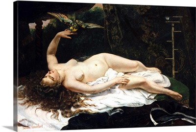Woman With A Parrot By Gustave Courbet
