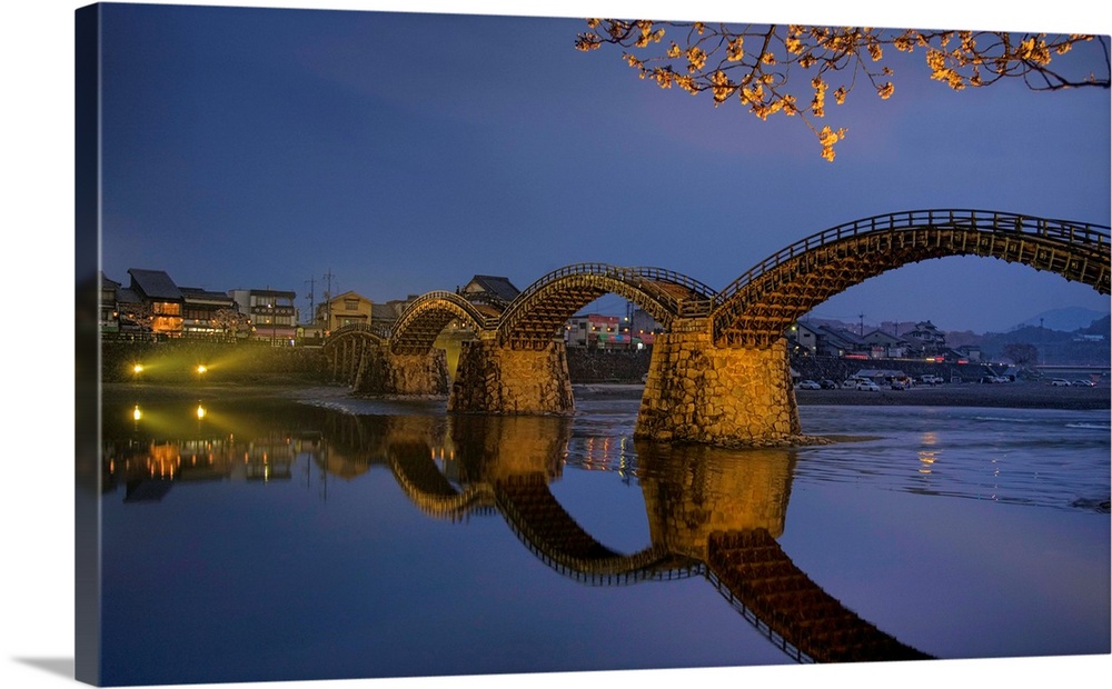 Wooden arch bridge in Iwakuni, Japan.