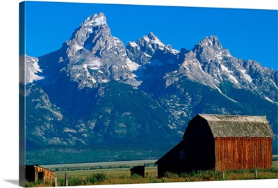 Wooden Mormon Row barn, built in the nineteenth century, Wyoming