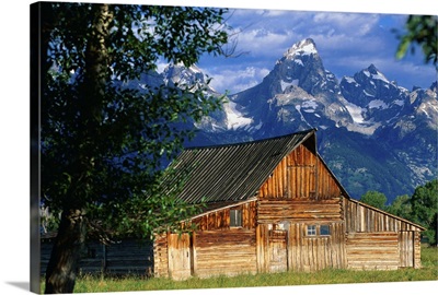 Wooden Mormon Row barn, built in the nineteenth century, Wyoming