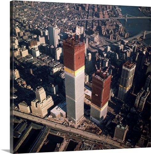 World Trade Center under construction, Manhattan Wall Art, Canvas ...