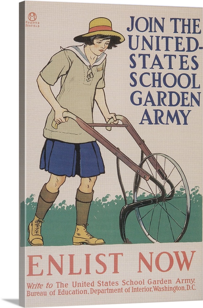 World War I Propaganda Poster for United States School Garden Army